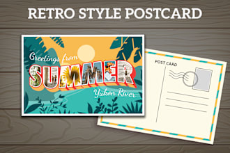 create  a creative vintage retro style postcard greeting card