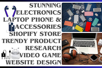 design electronics laptop phone accessories shopify store video game website