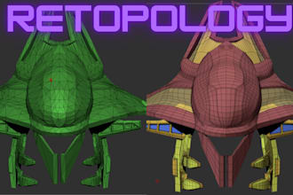 do 3d model retopology and uv mapping