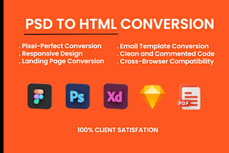 convert PSD to HTML responsive website