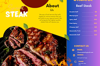 design restaurant menus, party flyers, calendars, sports posters and vouchers