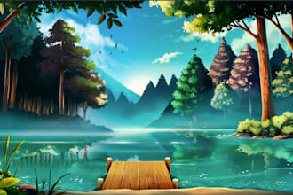 create 2d background illustrations for visual novels