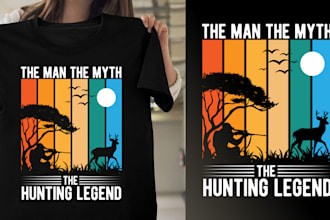 create trendy hunting,hiking t shirt and merchandise design