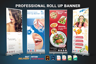design roll up banners for spa, restaurant, kids