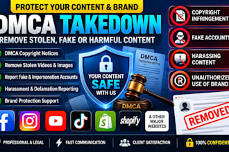 takedown harassing remove copyright facebook youtube instagram tiktok under dmca