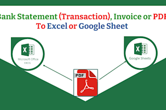 convert pdf to excel, google sheet, word, typing task