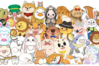 do character for line sticker in oriental cute style