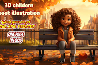 design 3d children story book illustration and  book cover