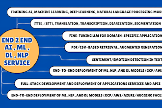 ai machine learning, deep learning, API, saas end to end projects and deployment
