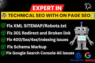 fix xml sitemap,robots txt ,schema markup,google indexing ,issues for website