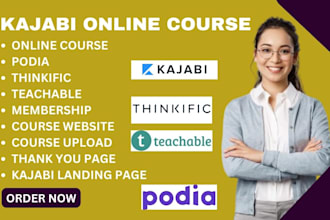 kajabi setup sales funnel landing page online course website teachable,thinkific