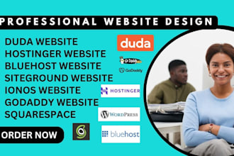 design wordpress website builder godaddy bluehost hostinger ionos duda website