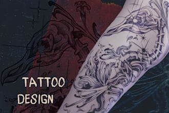 tattoo design unique illustration sketch taking into account anatomy