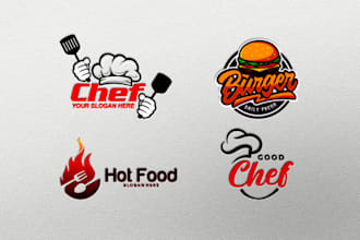 design burger, fast food, grill, BBQ and restaurant logo
