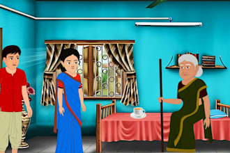 create 2d animated hindi kids stories with voice over