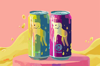 do unique juice label, water bottle label, can, label design