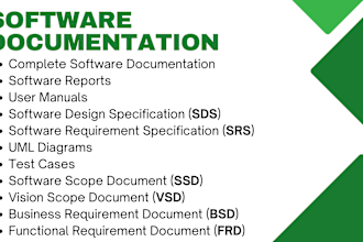 write software requirement specifications srs, sdd, brd, software documentation