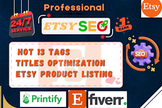 setup etsy shop, etsy product listing, etsy SEO and will also rank etsy listing