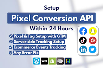 setup meta pixel, pinterest, snapchat, tiktok, linkedin conversion API by GTM