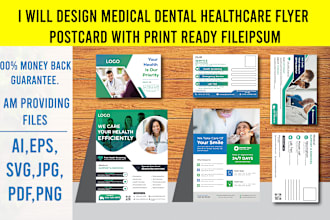 design medical dental healthcare flyer postcard with print ready file