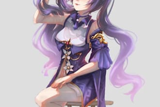 draw illustration from anime, manga, oc, game or your picture