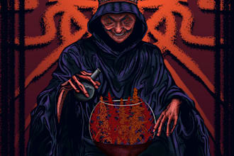 draw stonner, dark, death metal ilustration