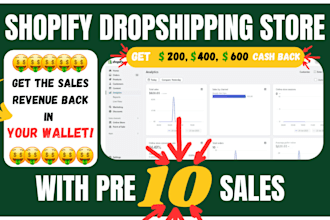 create shopify dropshipping store with pre 10 sales