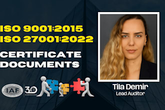iso 27001 ,9001 documentation and certification