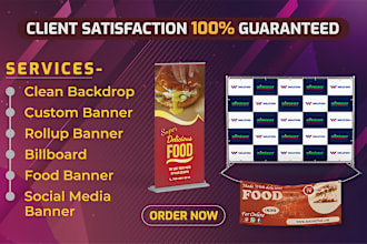 design a clean backdrop,custom banner and roll up banner in 3 hours