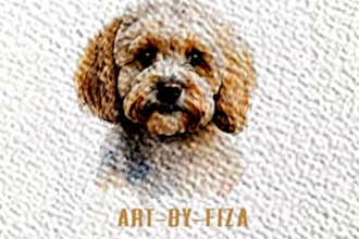 draw custom digital oil painting, watercolor pet portait