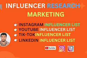 make a influencer list by instagram, youtube, linkedin for business marketing
