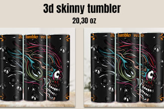 design 3d inflated 20,30oz tumbler wraps designs