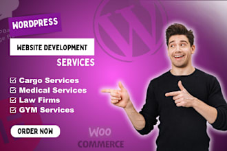 create a wordpress website for your gym, law firm, cargo, and medical industries