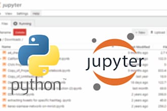 do data analysis with python, jupyter notebook, matplotlib,  sklearn, tensorflow