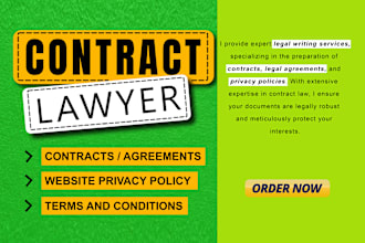 be lawyer to write legal contract, nda, terms and condition, privacy policy