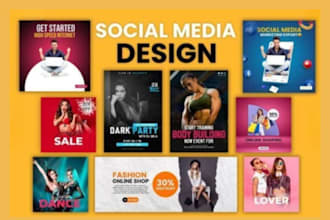 design linkedin, facebook, youtube banner, and twitter