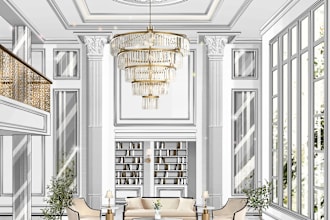make a hand drawn interior sketch