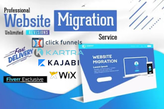 build, clone, migrate, current website to clickfunnels, kajabi, kartra, or wix