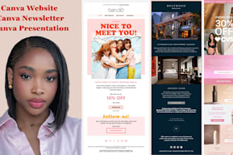 editable canva newsletter canva presentation canva website canva landing page
