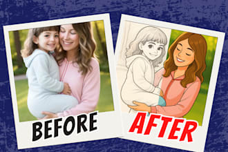 design detailed outlined anime or illustration style portraits
