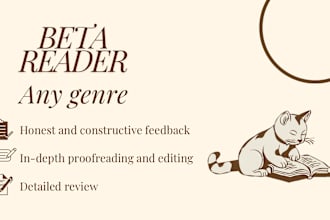 thoroughly beta read any genre and provide an honest review