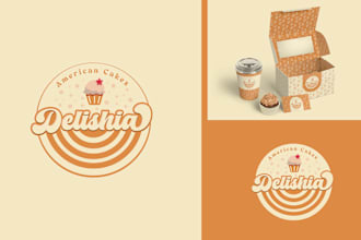 design a vintage logo for sweets, cakes, fast food, chocolate shops and bakeries