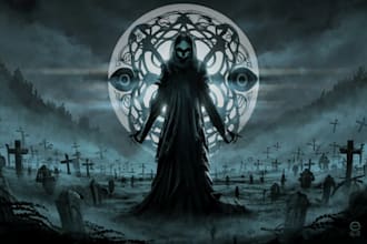 create dark art illustrations in pen and ink