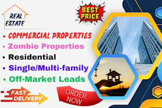 provide residential, zombie, commercial property leads with skip tracing