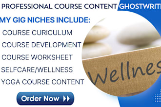 write course content on curriculum yoga fitness course, nutritional wellness