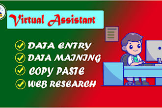 do data entry, web research and admin support for businesses