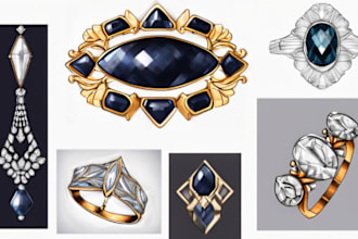 draw a beautiful fashion jewelry design sketch