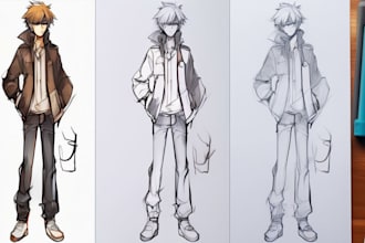 sketch characters, vtubers or ocs in anime style