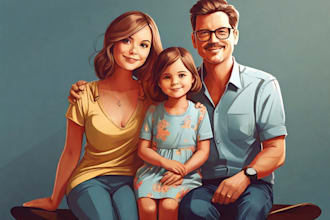 draw a vector art family portrait