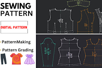 create a digital sewing pattern with size grading using by optitex